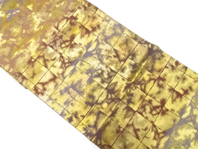 格子模様織り出し　袋帯